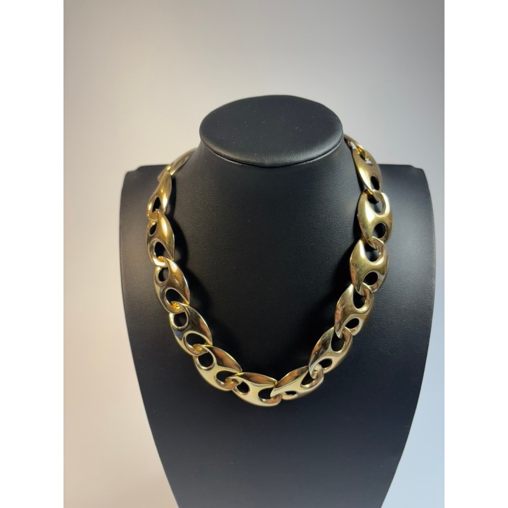 Vintage Chunky Link Necklace Gold Tone 90s Statement Minimalist Boho Chic